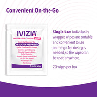 Thumbnail for iVIZIA Eyelid Cleansing Wipes for Sensitive Eyelid Cleansing, Preservative-Free, Micellar, No Rinse, Gentle Eye Makeup Remover, 20 Sterile Single-Use Wipes for Eyelids Packaging May Vary