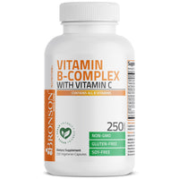 Thumbnail for Bronson Vitamin B Complex with Vitamin C - Immune Health, Energy Support & Nervous System Support - Non-GMO, 250 Vegetarian Capsules