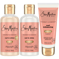 Thumbnail for SheaMoisture Travel Essentials Hair Care Bundle, Coconut & Hibiscus Curl & Shine Shampoo & Conditioner + Curl Enhancing Smoothie for Bouncy Curls, Frizz Control, 3.2 Oz Ea