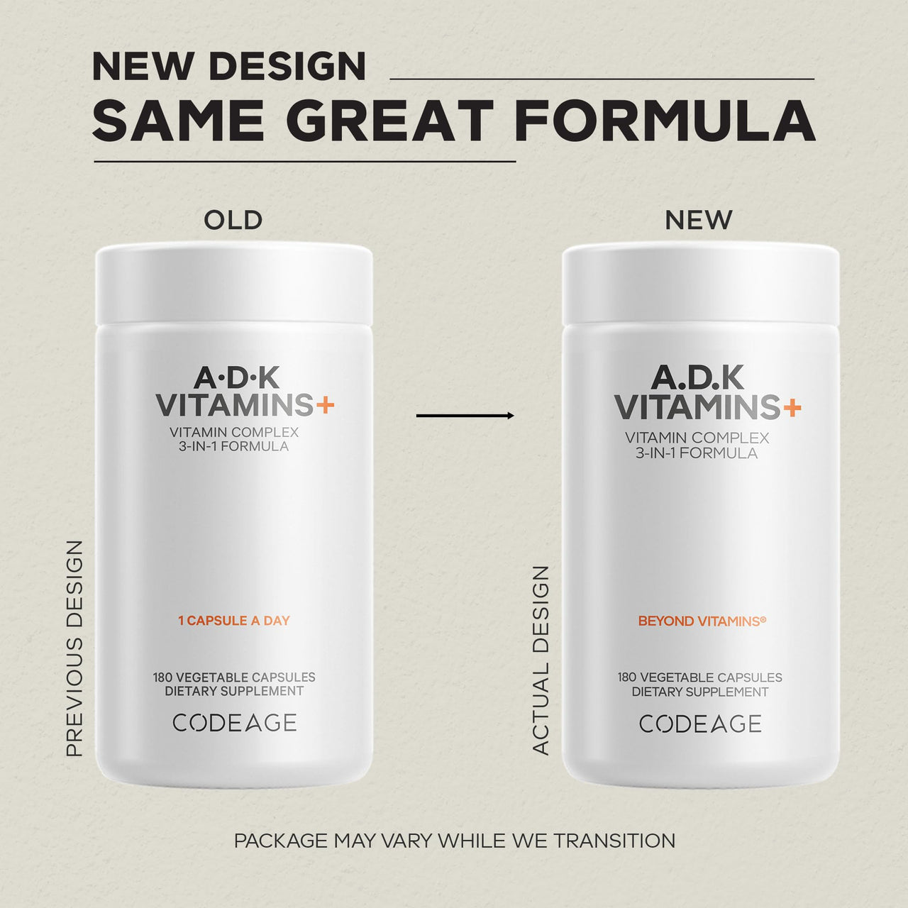 Codeage ADK Vitamins Supplement - Essential Vitamin A, D3 5000 IU, K1 & K2 (MK4 & MK7) - 6-Month Supply - 1 Capsule per Serving, Non-GMO, Gluten-Free - 2-Pack
