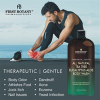 Thumbnail for First Botany, ALL Natural Body Wash - Fights Body Odor, Athlete's Foot, Jock Itch, Nail Issues, Dandruff, Acne, Eczema, Shower Gel for Women & Men, Skin Cleanser -16 fl oz (Tea Tree Eucalyptus)