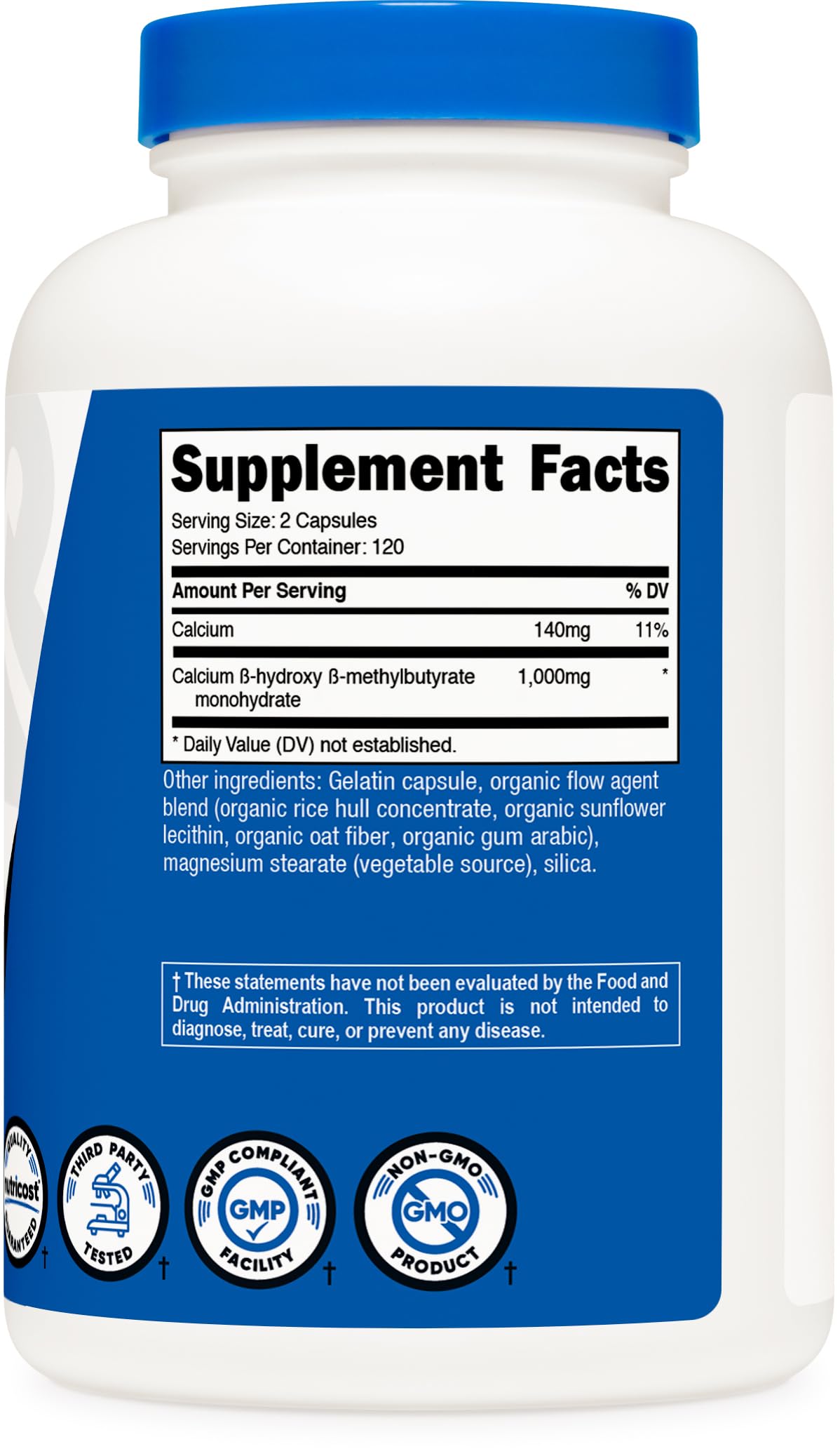 Nutricost HMB (Beta-Hydroxy Beta-Methylbutyrate) 1000mg (240 Capsules) - 500mg Per Capsule, 120 Servings - Gluten Free and Non-GMO