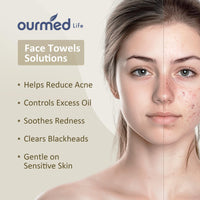 Thumbnail for Ourmed Life Face Towels, Disposable Biodegradable Facial Towels for Sensitive Skin, Lint- free Face Wipes for Washing Face, Skincare and Makeup Remover, Dry Wipes, 10