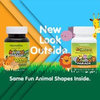 Thumbnail for NaturesPlus Animal Parade KidGreenz, Tropical Fruit Flavor - 90 Animal-Shaped, Chewable Tablets - Vegetarian, Gluten Free - 90 Servings