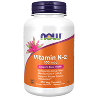 Thumbnail for NOW Foods Supplements, Vitamin K-2 100 mcg, Menaquinone-4 (MK-4), Supports Bone Health*, 250 Veg Capsules