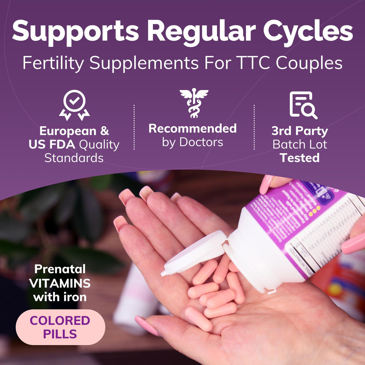 CONCEIVE PLUS Women's Fertility Support: Conception Fertility Supplement for Her, Aids Hormonal Balance, Folic Acid, B1 B2 B3 B6 B12, Zinc, Biotin, Non-GMO, Vegan Prenatal Vitamin, 30 Days