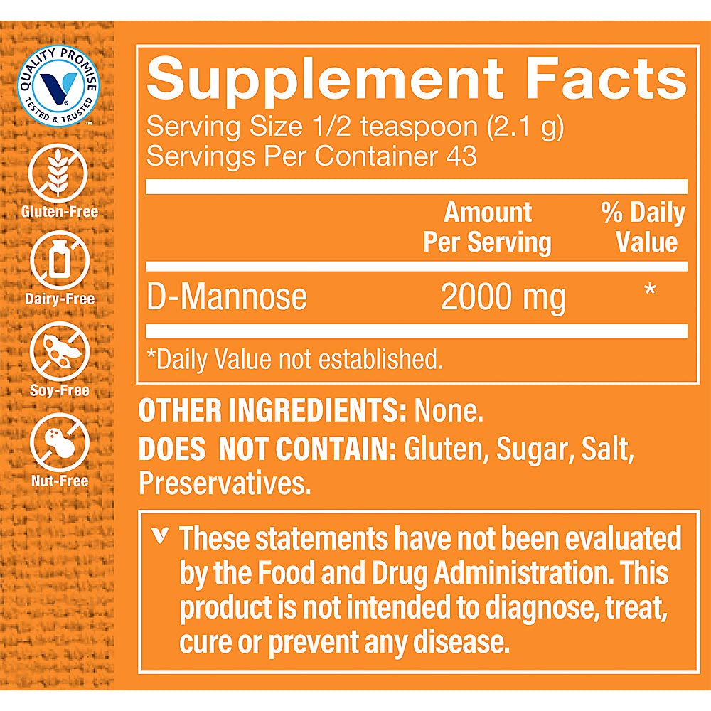 D-Mannose Powder - Supports a Healthy Urinary Tract & Cleanses The Bladder (3.2 oz./43 Servings)