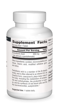 Thumbnail for Source Naturals Pantothenic Acid 250 mg Vitamin B-5 Dietary Supplement - 250 Tablets