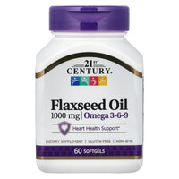 Thumbnail for 21st Century Flaxseed Oil 1000 mg Softgels, 60 Count (22407)