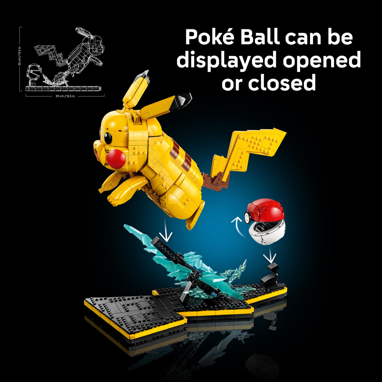 LEGO Pokémon Pikachu and Poké Ball - Collectible Building Sets for Adults, Ages 18+ - Pokémon Figure for Display - Desk, Shelf or Office Decor - Gift for Men & Women - 72152