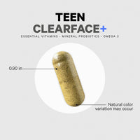 Thumbnail for Codeage Teen Clearface Adolescent Face, Skin & Pimples, Vitamins A, C, D3, E, Pantothenic Acid, Niacin, Zinc Supplement Teenagers, Probiotics, L-Lysine, Omega-3, Oily Skin, Pores, Spots - 2 Pack