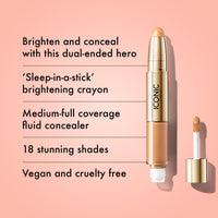 Thumbnail for ICONIC LONDON Radiant Concealer & Brightening Duo | Creamy Liquid + Brightening Crayon Dual Ended Concealer, Cruelty Free, Vegan Makeup (Golden Medium) 0.08 oz
