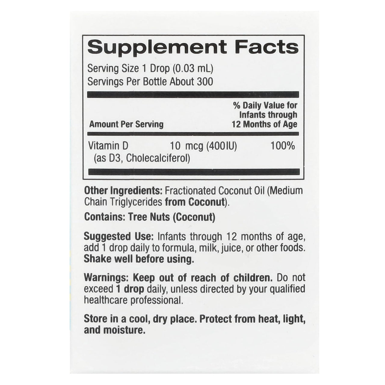 California Gold Nutrition Baby Vitamin D3 by - Liquid D3 Supplement for Babies, Vegetarian Friendly - Alcohol & Gluten Free, Non-GMO - 10 mcg (400 IU), 0.34 fl oz (10 ml)