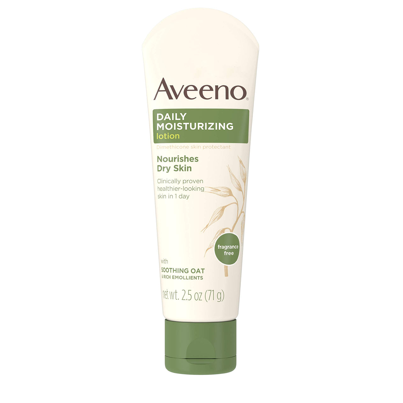 Aveeno Daily Moisturizing Body Lotion with Soothing Oat and Rich Emollients to Nourish Dry Skin, Fragrance-Free, 2.5 fl. oz