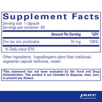 Thumbnail for Pure Encapsulations Zinc 15 mg - Zinc Picolinate Supplement for Immune System Support, Growth & Development - for Wound Healing - 60 Capsules