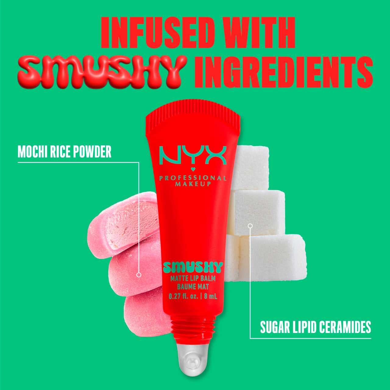 NYX PROFESSIONAL MAKEUP Smushy Matte Lip Balm, Tinted Lip Moisturizer with Soft, Matte Finish - Soft Sorbet (Orange)