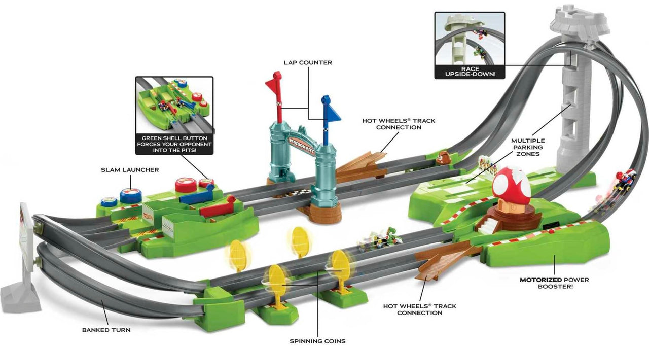 Hot Wheels Mario Kart Circuit Track & 2 Karts