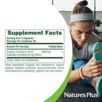 Thumbnail for NaturesPlus Organic Cranberry 500 mg - 60 Capsules - Helps Promote Healthy Urinary Tract - USDA Certified Organic, Vegan, Gluten Free, Non-GMO - 30 Servings