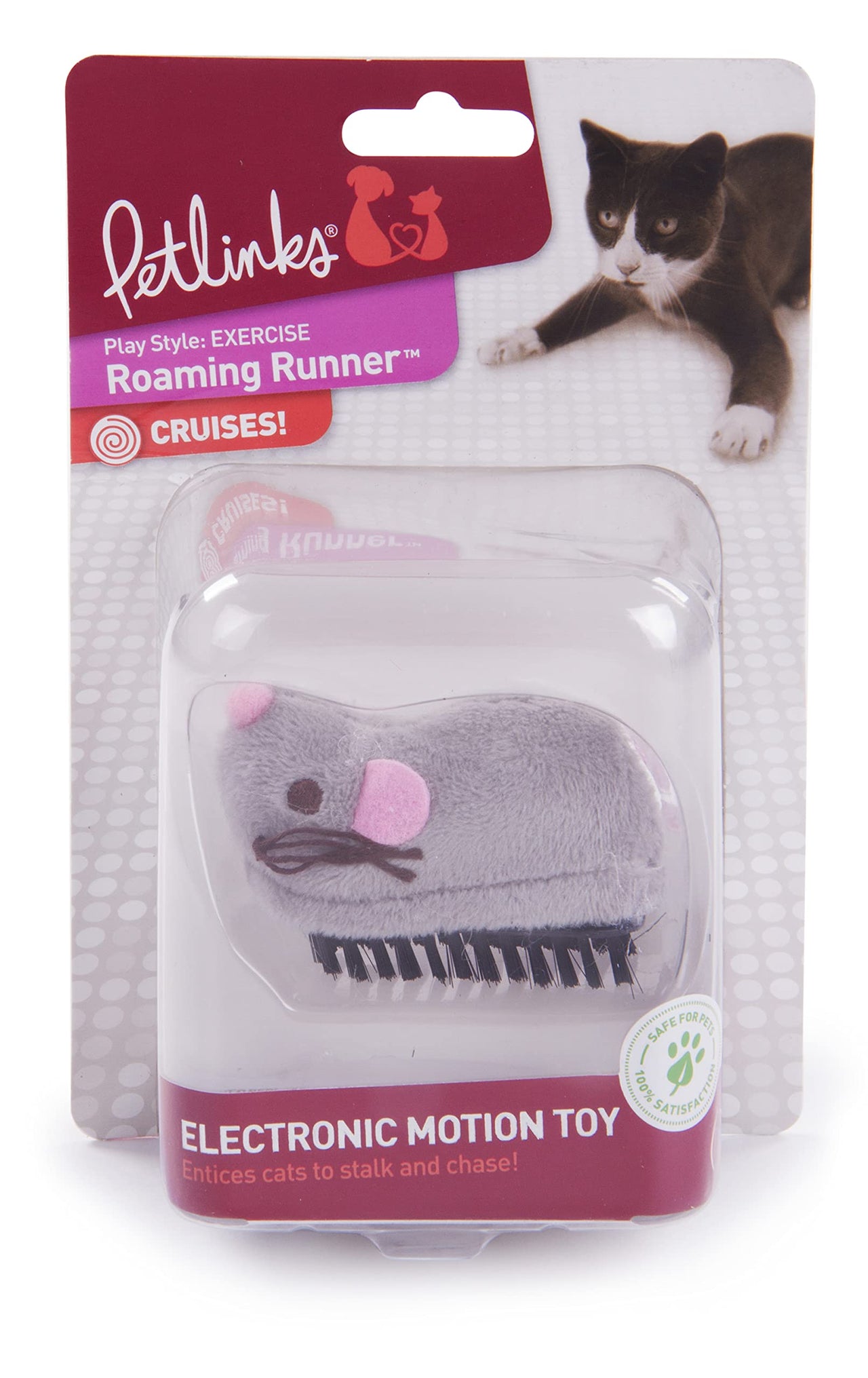 Petlinks Roaming Runner Mouse Electronic Motion Pet Toy for Cats & Kittens, Cruising, Battery Powered, Fun & Engaging Play, Encourages Exercise - Gray, One Size