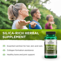 Thumbnail for Swanson Bamboo Extract for Hair and Nails Silica Supplement Supports Collagen 300 mg 60 Veggie Capsules