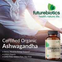 Thumbnail for Futurebiotics Certified Organic Ashwagandha Stress Mood & Energy Support Adaptogenic Herb, Non-GMO, 250 Organic Tablets