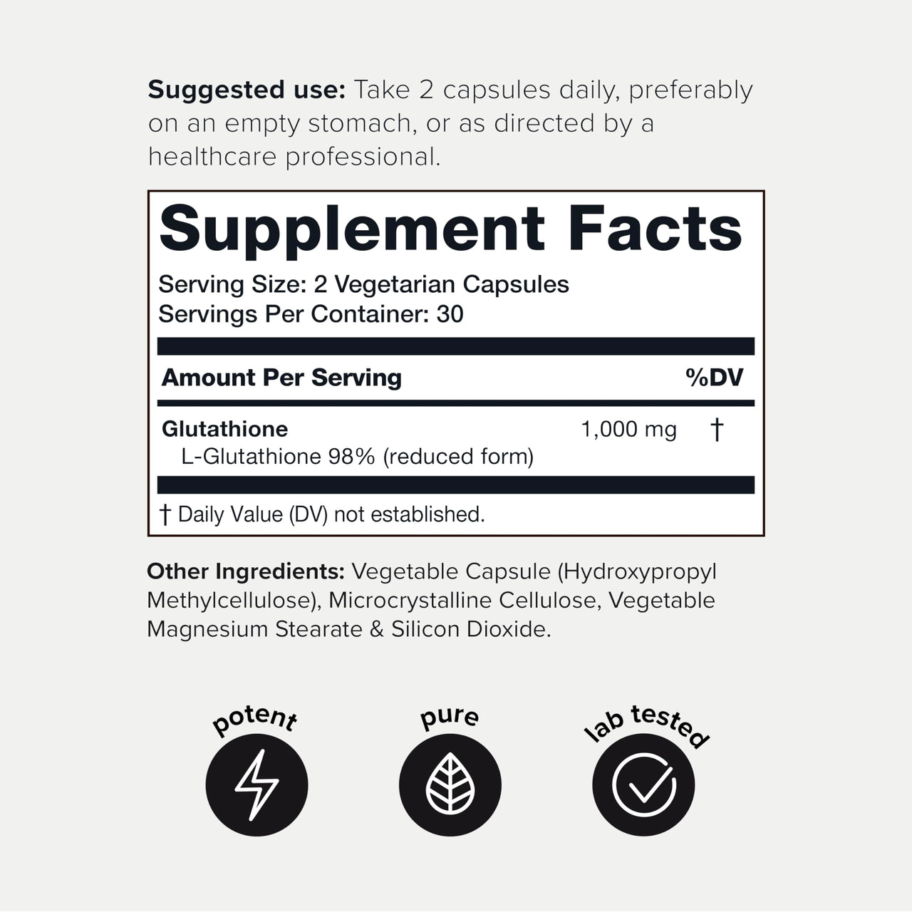 Toniiq Ultra High Strength Glutathione Capsules - 1000mg Concentrated Formula - 98%+ Highly Purified and Bioavailable - Non-GMO Fermentation - 60 Capsules Reduced Glutathione Supplement