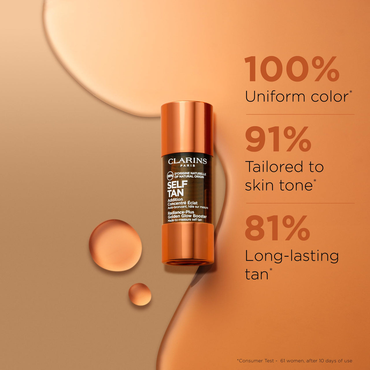 Clarins Self Tanning Face Booster | Self Tanning Drops For Face To Mix With Moisturizer | Natural, Long-Lasting, Streak-No, Buildable Tan | Hydrates | Non-Staining | 99% Natural Ingredients | 0.5 Oz