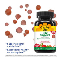 Thumbnail for Country Life Gummies 850 Mcg 60 Chw B12, 60 Ct