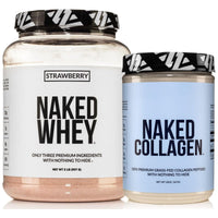 Thumbnail for NAKED Strawberry Whey Protein Powder (24 Servings) Collagen Peptides Protein Powder 20oz (60 Servings) – Grass-Fed; Pasture-Raised; Non-GMO; Gluten Free; Keto; Paleo Friendly
