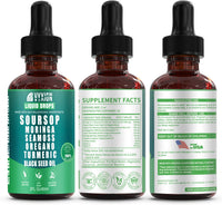 Thumbnail for Vyxion Soursop Bitters Liquid Drops 10 in 1 with Sea Moss, Moringa, Turmeric, Black Seed Oil, Oregano, Ashwagandha | Herbal Extracts for Overall Health-Enhancing | Vegan, Non-GMO | 2 Fl Oz