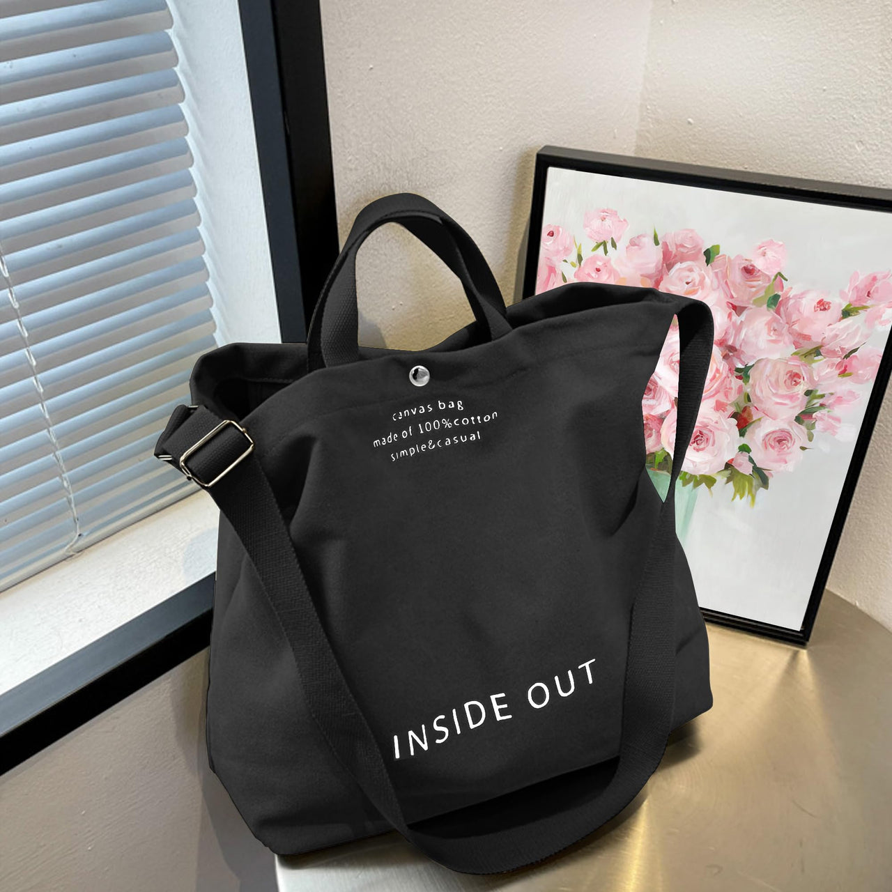 Large Tote Bag for Women, Canvas Bag Women Gift, Fashion Crossbody 16oz Cotton Bag, Large Capacity Shoulder Bag