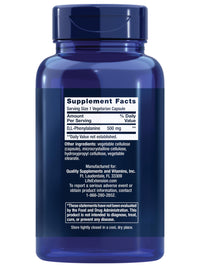 Thumbnail for Life Extension D, L-Phenylalanine Capsules, 500 mg – Supports Mood Health, Promotes Neurotransmitter Health – Gluten-Free, Non-GMO, Vegetarian – 100 Capsules