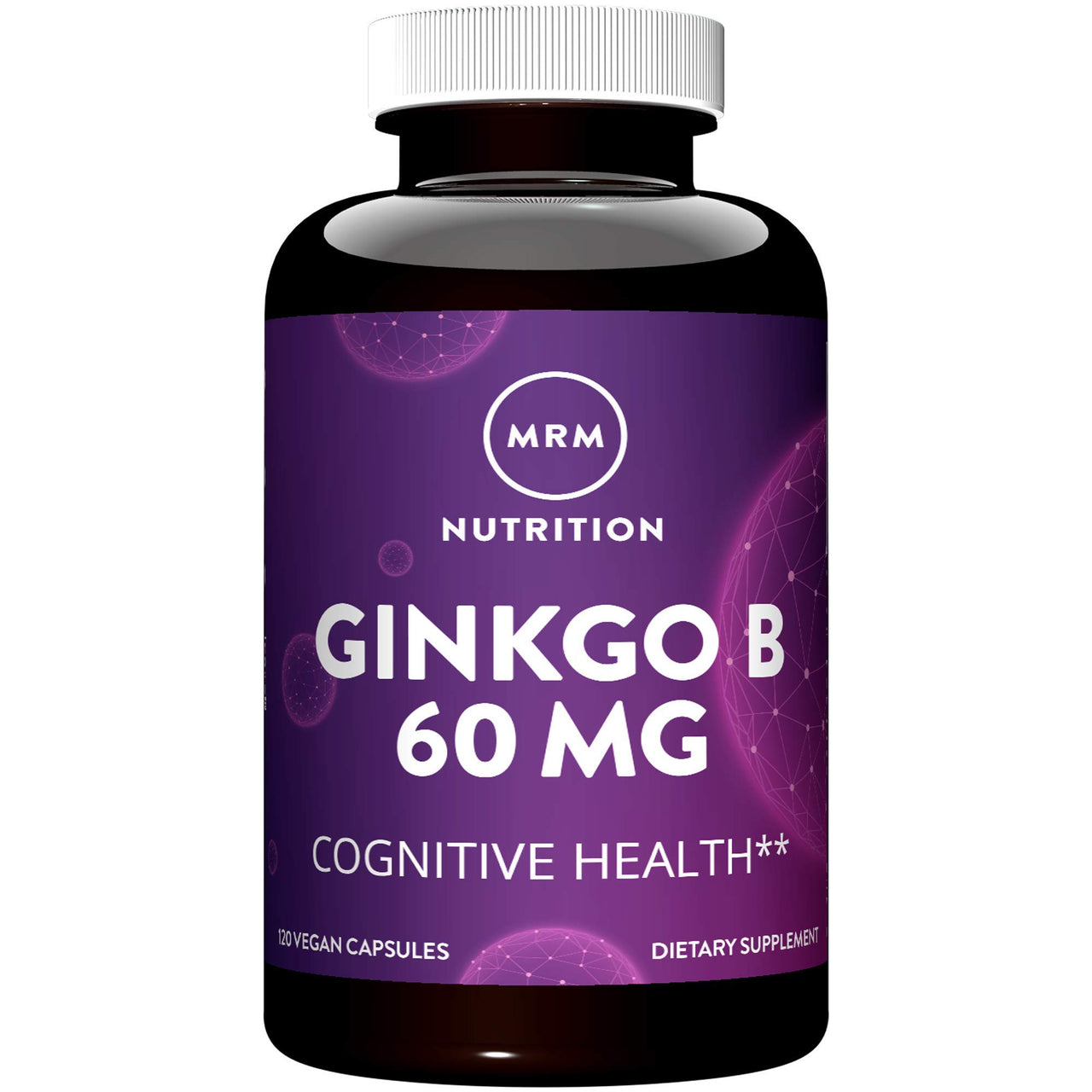 MRM Nutrition Ginkgo B - For Women & Men - 60 mg Vegetarian Capsules, Ginkgo Biloba Leaf Extract for Circulation Strength & Brain Support, Herbal, Vegan, Non‑GMO Supplement for Adults - 120 Servings