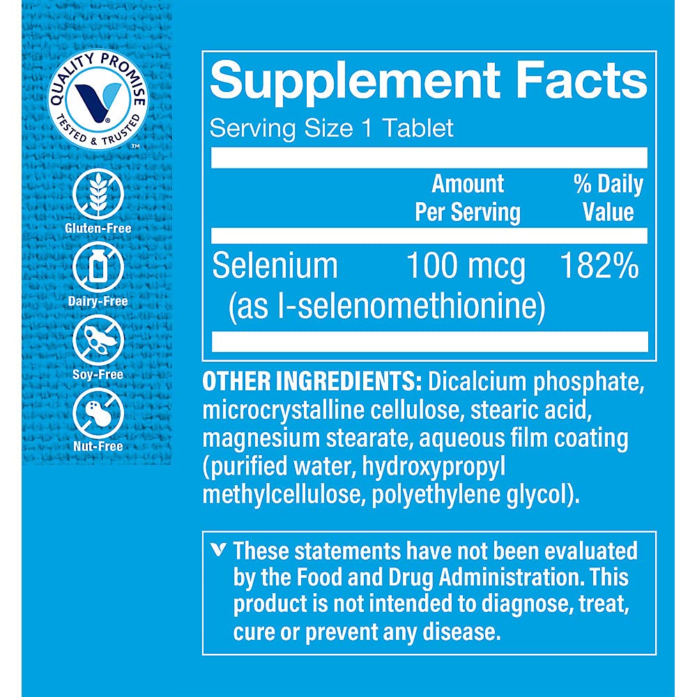 The Vitamin Shoppe Selenium 100MCG - Antioxidant Protection, Thyroid Health & Immune Support, Essential Mineral (300 Tablets)