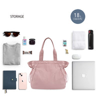 Thumbnail for ODODOS 18L Side-Cinch Shopper Bags Lightweight Shoulder Bag Tote Handbag for Shopping Workout Beach Travel, Blush Pink