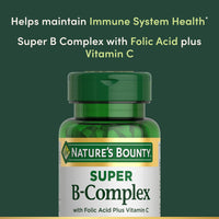 Thumbnail for Nature's Bounty Super B Complex Vitamins with Vitamin C & Folic Acid, Vitamins for Immune & Cellular Energy Support, 150 Tablets
