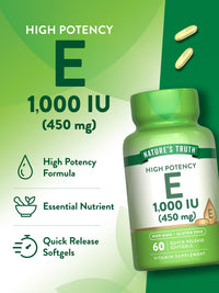 Thumbnail for Nature's Truth Vitamin E Softgels | 1000 IU | 60 Count | Non-GMO & Gluten Free Supplement
