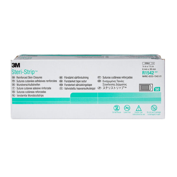 3M™ Steri-Strip™ Reinforced Adhesive Skin Closures, R1542, 1/4 in x 1-1/2 in, 50 Bag/Carton, 4 Carton/Case