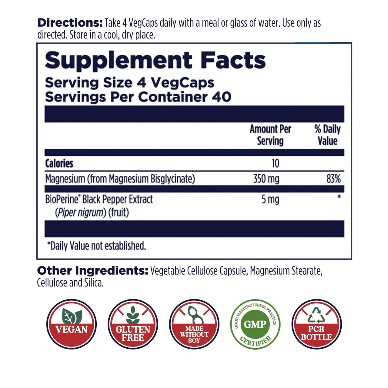 KAL Magnesium Glycinate Capsules, Fully Chelated Magnesium Bisglycinate, High Absorption Magnesium Supplement, Healthy Bones, Muscle, Relaxation and Stress Support, Non-GMO 160 count