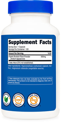 Thumbnail for Nutricost Burdock Root 500mg, 120 Capsules - Gluten Free, Non-GMO, Vegetarian Friendly