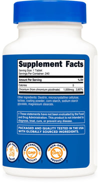 Thumbnail for Nutricost Chromium 1000mcg, 240 Tablets - Gluten Free, Non-GMO