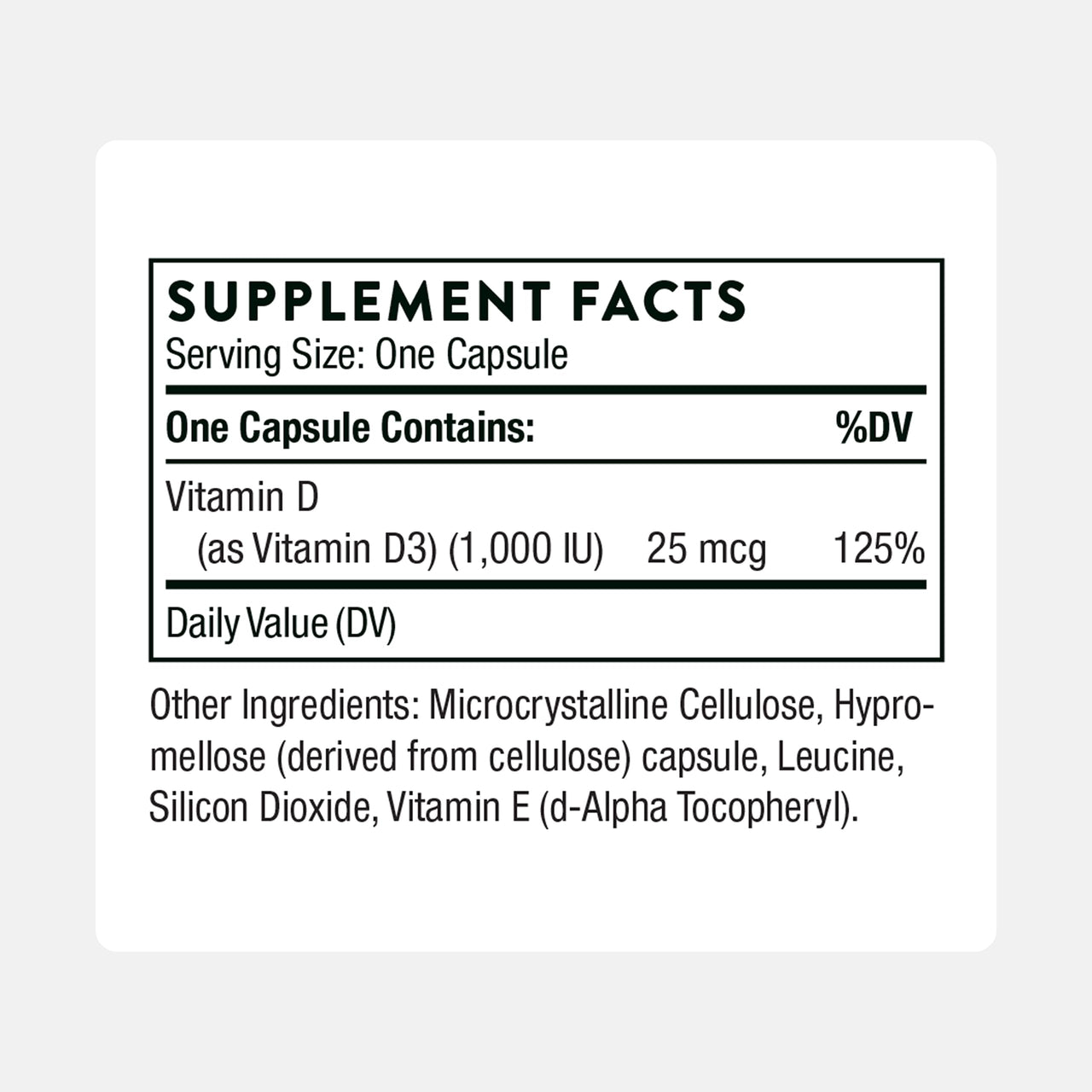 THORNE - Vitamin D3 Supplement - Supports Healthy Bones, Teeth, Muscles, Cardiovascular & Immune Function* - Gluten, Dairy & Soy-Free - 1,000 IU - 90 Capsules