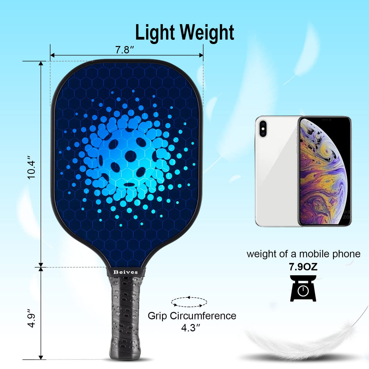 Pickleball Paddles, Fiberglass Pickleball Paddles Set of 2, Lightweight Pickleball Set with 4 Pickleballs, 1 Pickle Ball Bag, Pickle Ball Paddle for Women Men