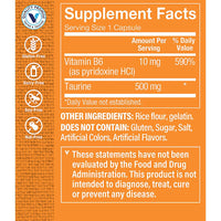 Thumbnail for The Vitamin Shoppe Taurine 500mg with B6 - Cardiovascular & Antioxidant Support | Free-Form Amino Acid | 300 Capsules | Cellular Health