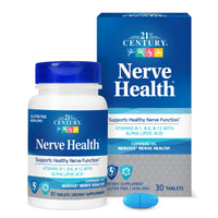 Thumbnail for 21st Century Nerve Health Tablets (30 Count), Alpha Lipoic Acid 300mg, B1, B6, & B12 Vitamins for Nerve Function Support, Antioxidant ALA Supplement, Gluten Free. Non-GMO, & Vegan
