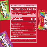 Thumbnail for Wrigley's Skittles Fun Size Original, Wild Berry, and Sour Chewy Individually Wrapped Stocking Stuffers Christmas Candy Variety Pack, 26.46 Oz Bulk Bag