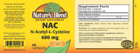 Thumbnail for Nature's Blend NAC Supplement N-Acetyl-L-Cysteine 600mg 100 Capsules - Immune Support, Antioxidant for Cellular Health