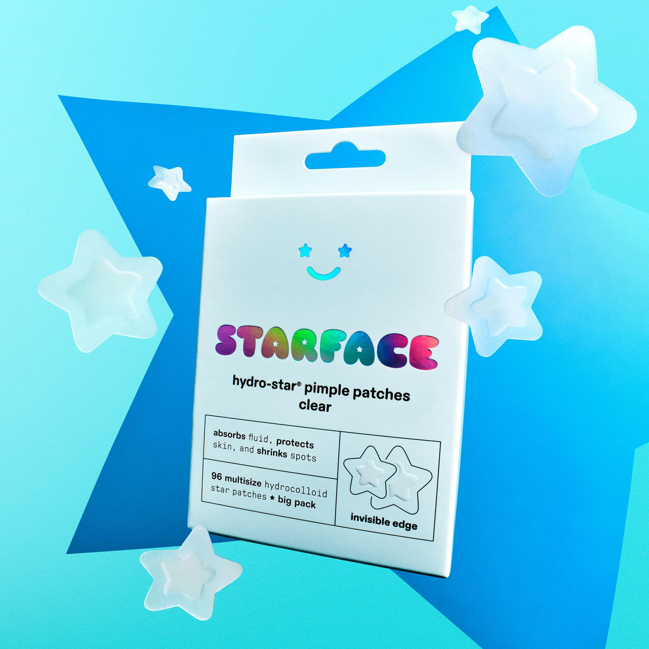 Starface Hydro-Star® Clear BIG PACK Refill, Invisible Hydrocolloid Pimple Patches, Two Sizes, Dermatologist Tested, Covers and Protects Visible Spots, Absorbs Pimple Gunk, Vegan Skincare (96 Count)