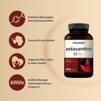 Thumbnail for NatureBell Astaxanthin 12mg, 240 Softgels, Made with Astax (Max Strength from MicroAlgae), Natural Antioxidant for Skin & Eye Health – Non-GMO & No Gluten, 4 Month Supply