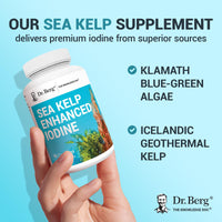 Thumbnail for Dr. Berg Sea Kelp Enhanced Iodine - 200 mcg of Premium Iodine - Seaweed Blend Includes Klamath Blue-Green Algae & Sea Kelp - 90 Capsules